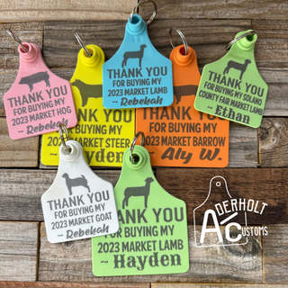 Custom Buyer Thank You Ear Tag Keychain - Aderholt Customs - Custom Ear Tags & More