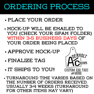 TEST UV Printed Custom Ear Tags - Aderholt Customs - Custom Ear Tags & More