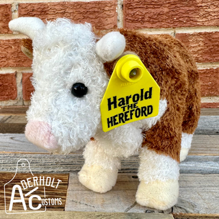 Hereford Plushie with Custom Ear Tag - Aderholt Customs - Custom Ear Tags & More