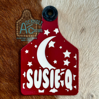 Susie Q - RTS Laser Engraved Ritchey Cattle Ear Tag - Aderholt Customs - Custom Ear Tags & More