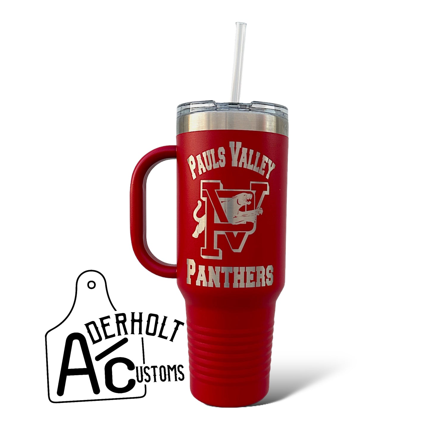 Pauls Valley Panthers 40 oz Handle Travel Mug