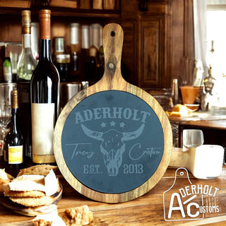 Acacia Wood/Slate Cutting Board - Aderholt Customs - Custom Ear Tags & More