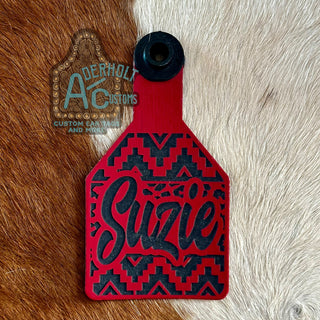 Suzie - RTS Laser Engraved Ritchey Cattle Ear Tag - Aderholt Customs - Custom Ear Tags & More