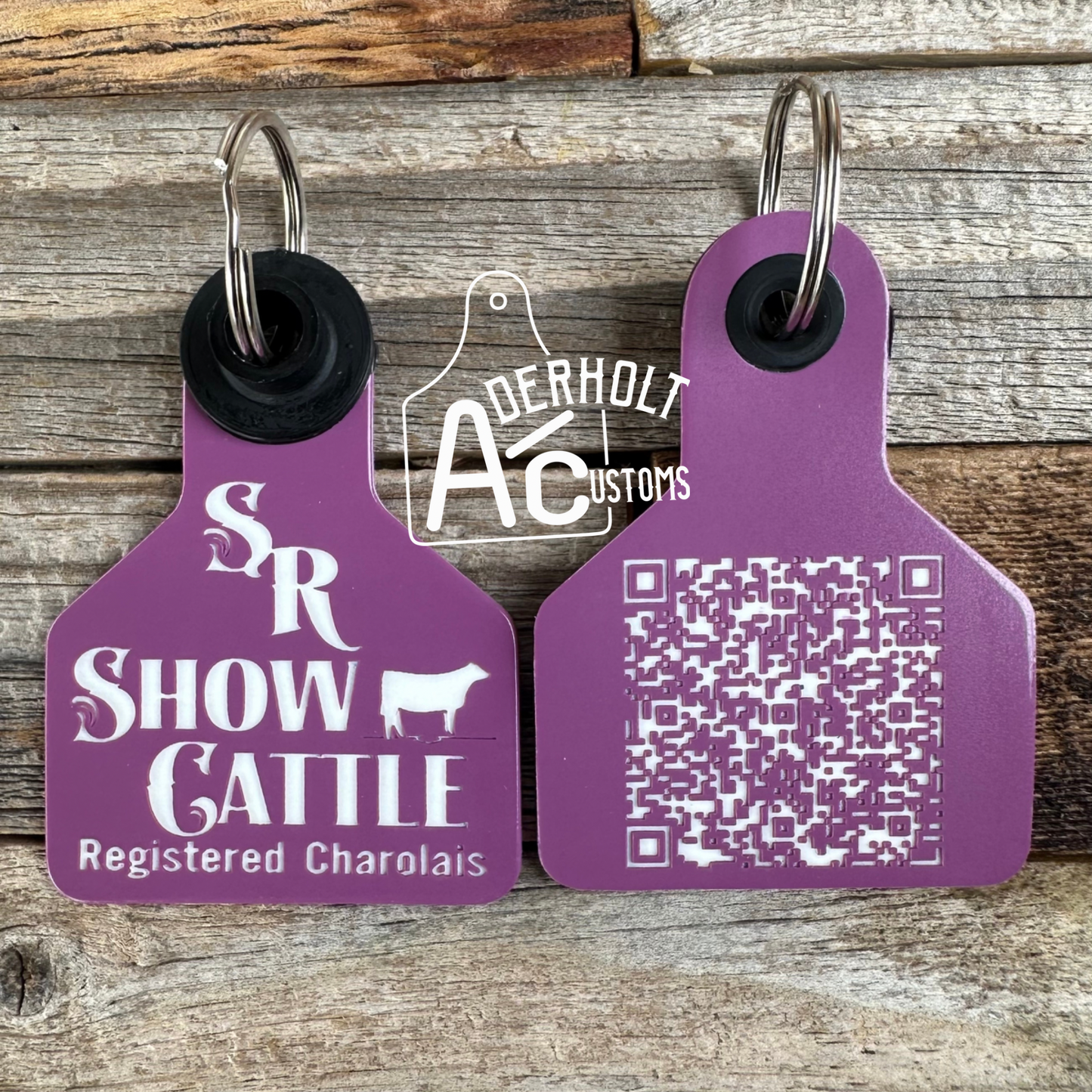 Custom QR Code Ear Tag Keychains