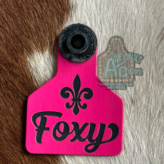Foxy - RTS Laser Engraved Ritchey Small Livestock Ear Tag - Aderholt Customs - Custom Ear Tags & More