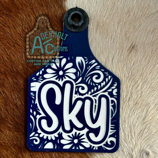 Sky - RTS Laser Engraved Ritchey Cattle Ear Tag - Aderholt Customs - Custom Ear Tags & More