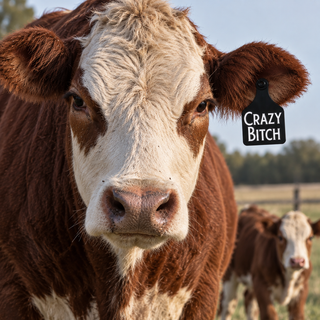 Crazy Bitch Cattle Ear Tag - Laser Engraved