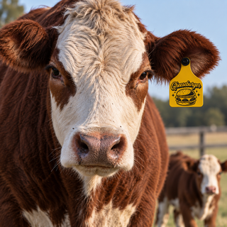 Cheeseburger Cattle Ear Tag - Laser Engraved