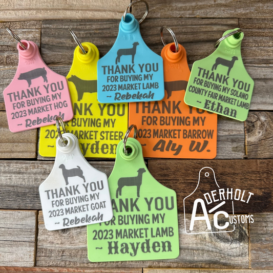 Custom Buyer Thank You Ear Tag Keychain