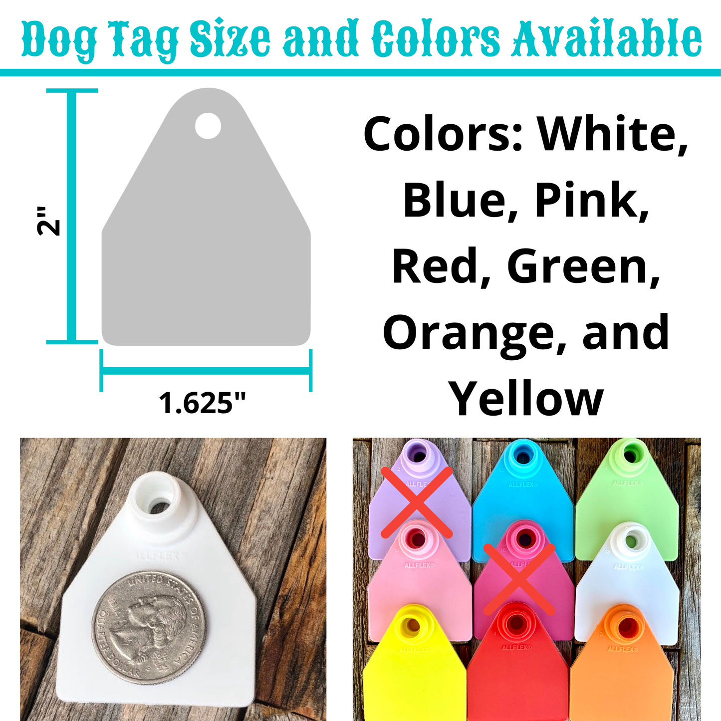 Custom Ear Tag Dog Collar Tag -  Laser Engraved