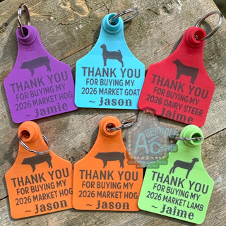 Custom Buyer Thank You Ear Tag Keychain - Aderholt Customs - Custom Ear Tags & More