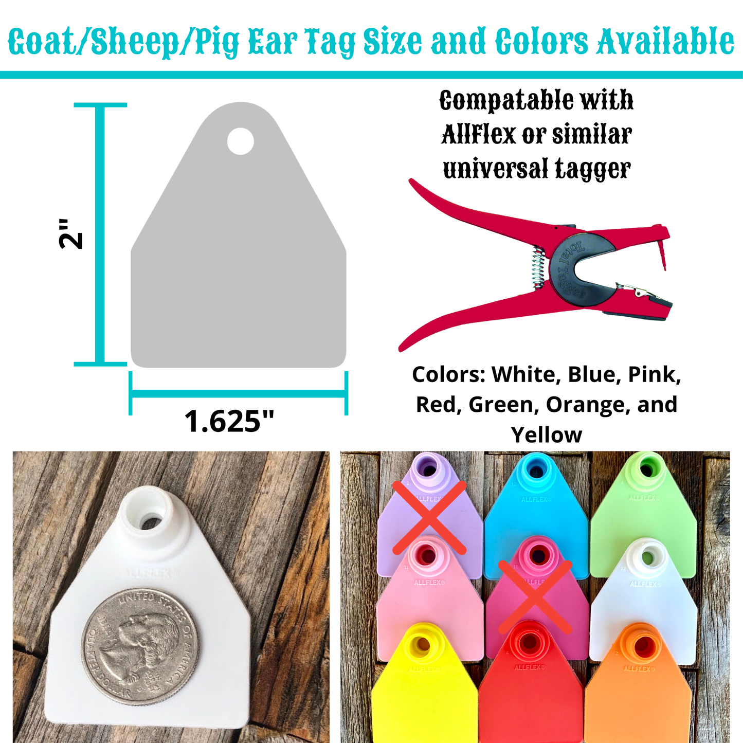 AllFlex Laser Engraved Custom Goat/Small Livestock Ear Tag