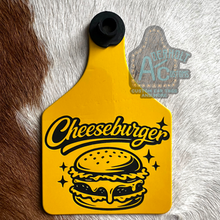 Cheeseburger Cattle Ear Tag - Laser Engraved